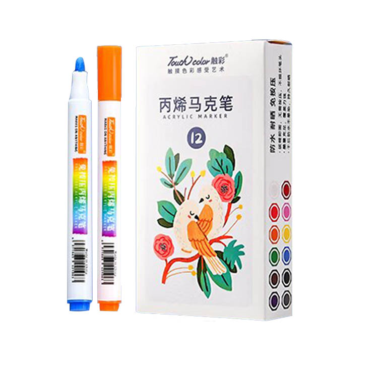 12 Colors No-Press Acrylic Marker Pen Set